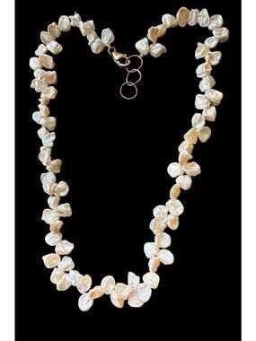 Vintage Freshwater Pink Keshi Pearl Necklace 12k Yellow Gold Filled Clasp
